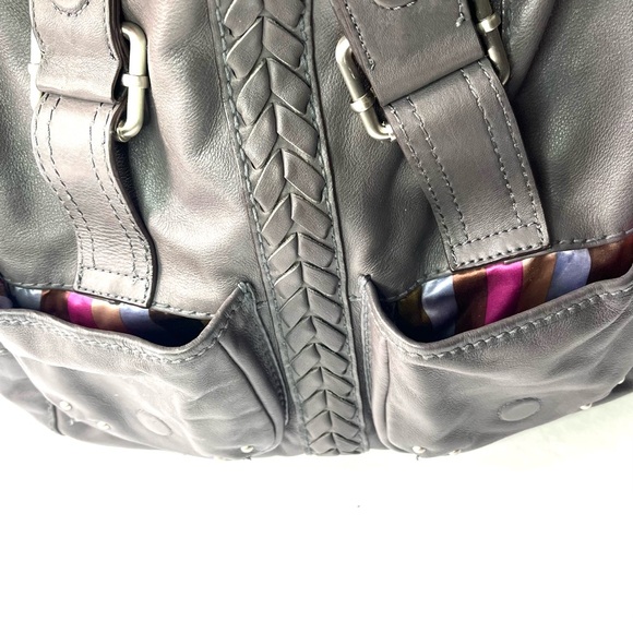 Tignanello Gray Leather Hobo Shoulder Bag - Picture 7 of 14